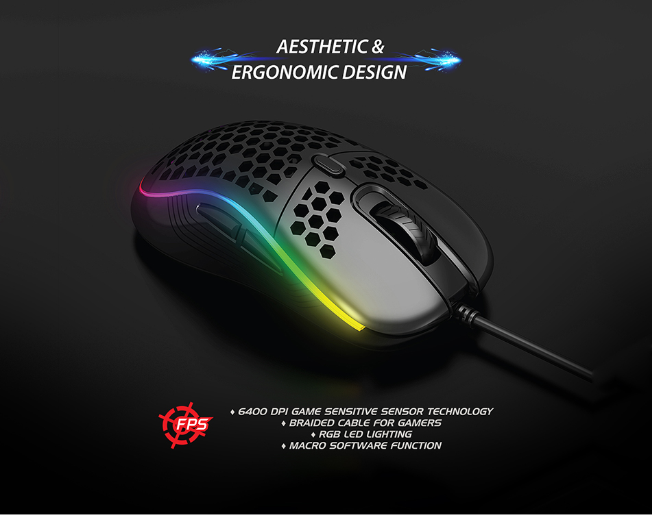 Rampage Smx-R85 Gentle Hafif Tasarım Rgb Makrolu Gaming Oyuncu Mouse - Siyah